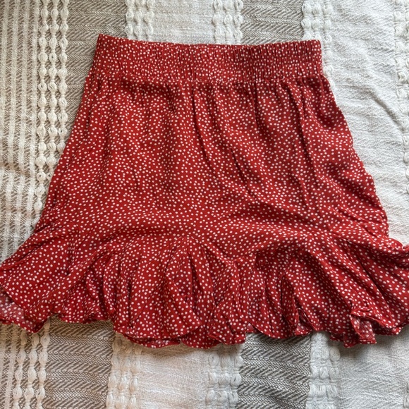 LOFT Red and White Polka Dot Skater Skirt - Picture 4 of 6